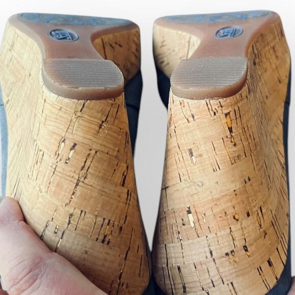 Sofft Olwen Women's Iris Blue Suede Open Toe Cork Platform Wedge Sandal Size 11M - Picture 10 of 15